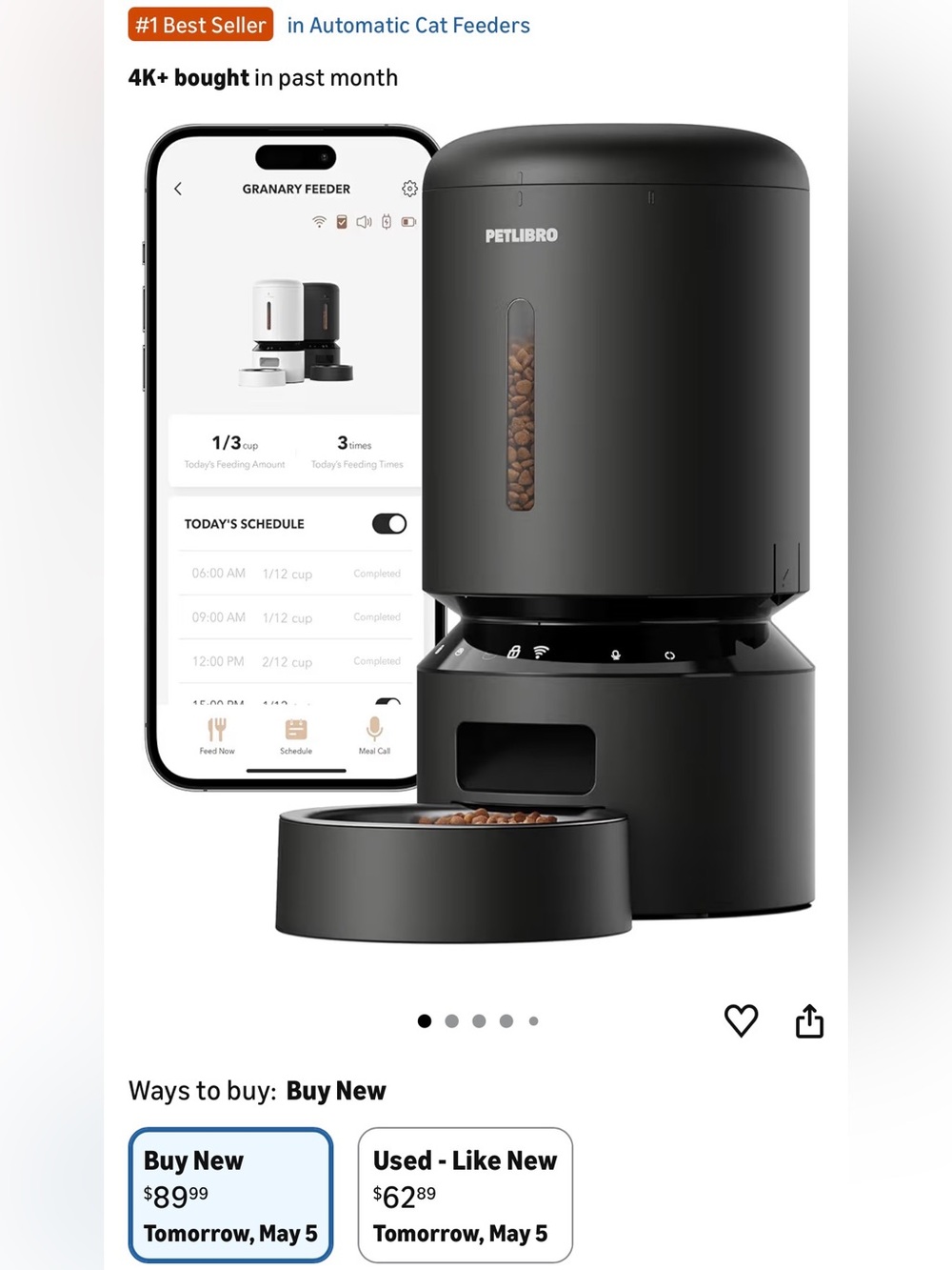 PETLIBRO Automatic Cat Feeder, 5G WiFi Automatic Dog Food Dispenser